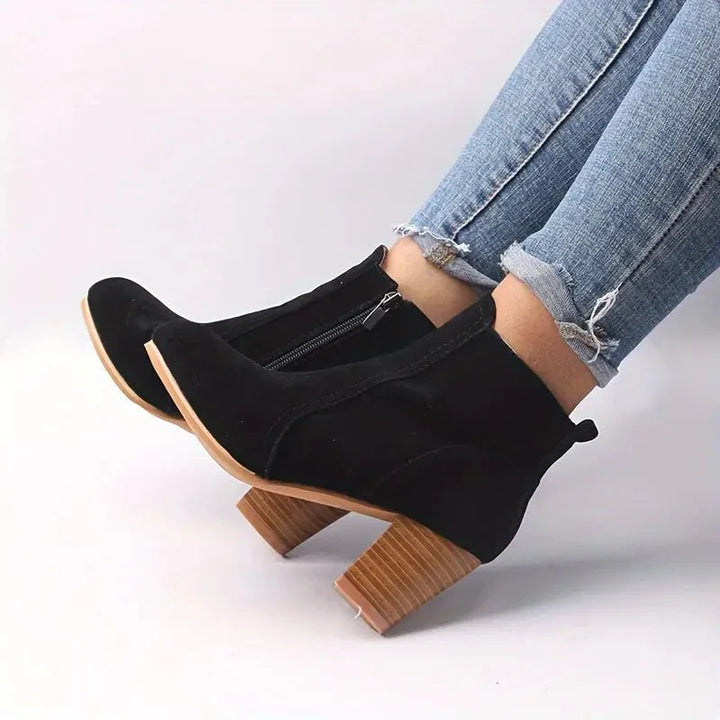 Women's Ankle Boots Block Heel Zip | High