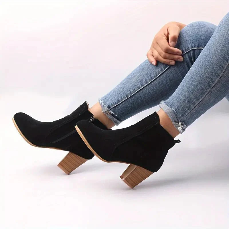 Women's Ankle Boots Block Heel Zip | High