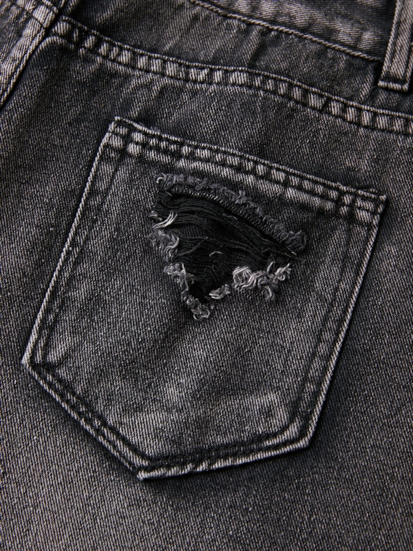 Women's Baggy Wide Leg Jeans with Distressed Rips | High Rise