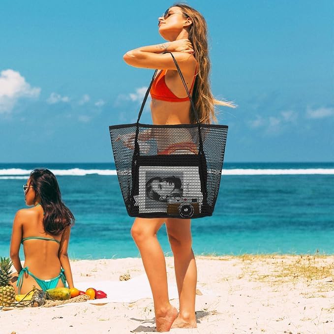Women's Beach Bag Mesh Large Foldable Design | Tote