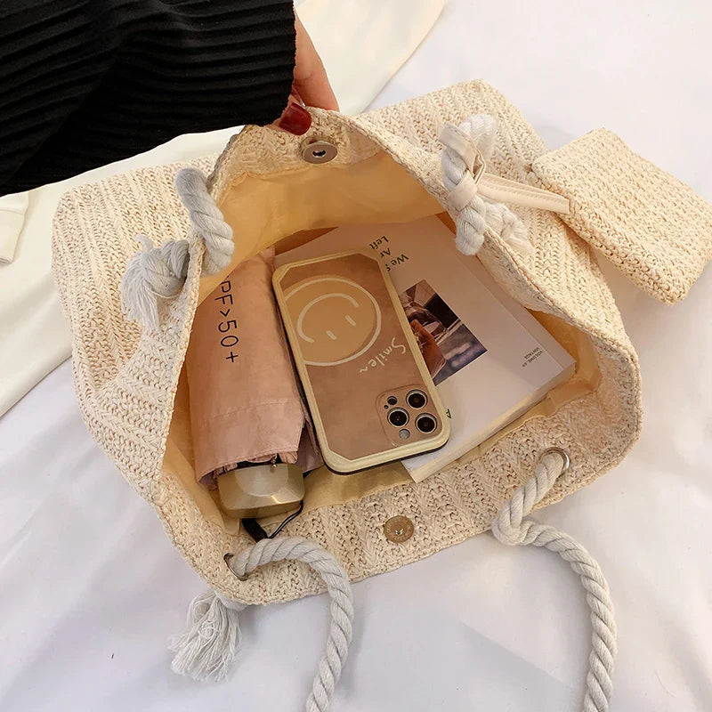 Women's Beach Bag with Rope Handle Set | Tote