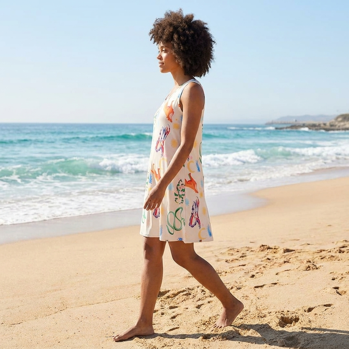 Women's Beach Dress Square Neck Print | Midi