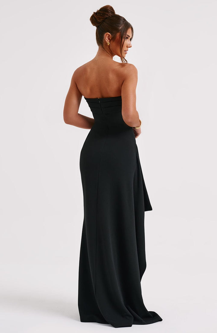 Women's Black Dress Slit Strapless | Evening Party