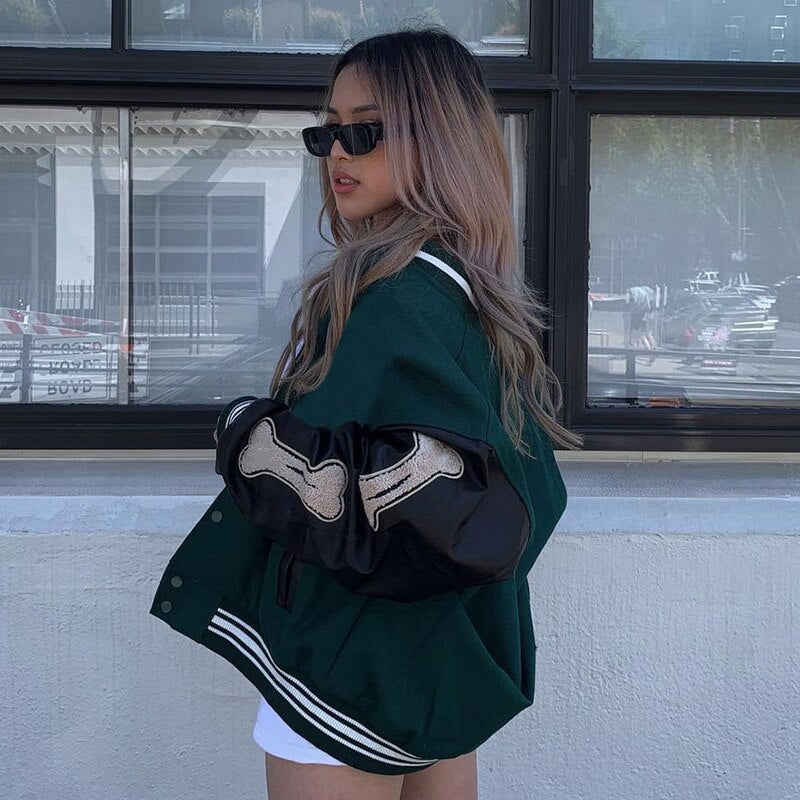 Women's Bomber Jacket Varsity Patch | Oversized