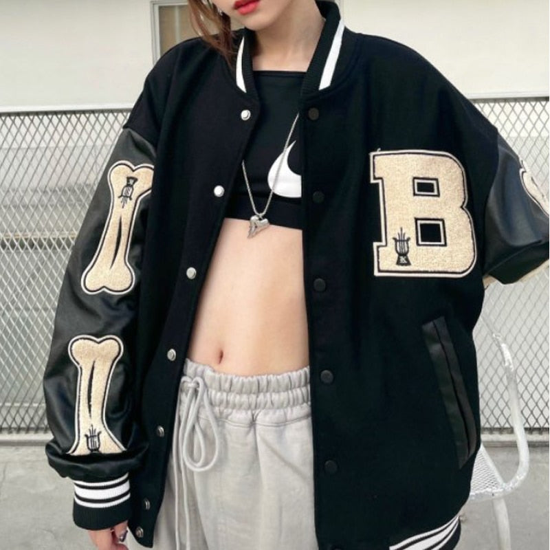 Women's Bomber Jacket Varsity Patch | Oversized