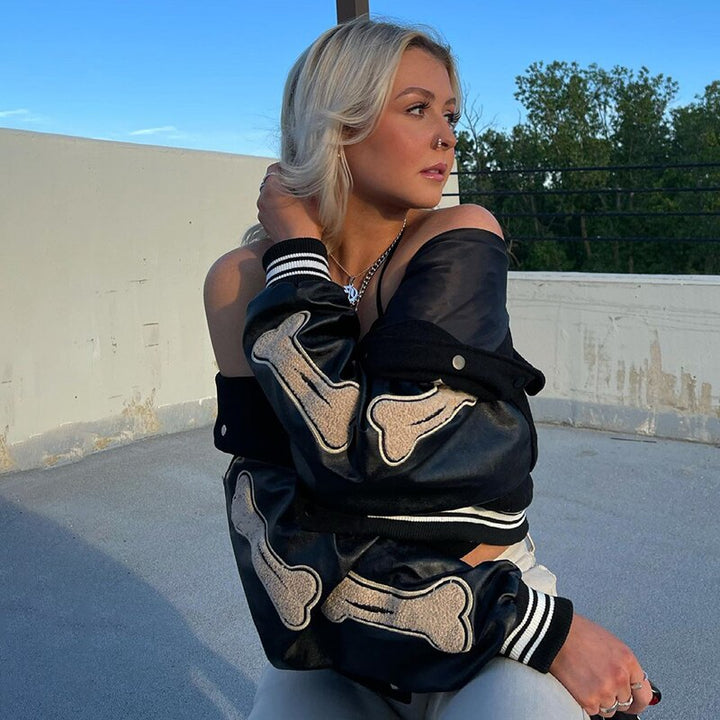 Women's Bomber Jacket Varsity Patch | Oversized
