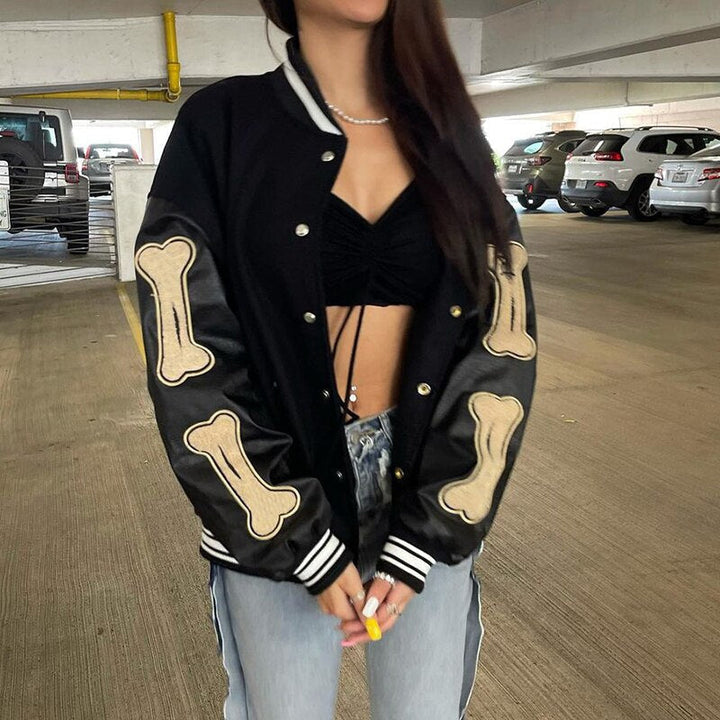 Women's Bomber Jacket Varsity Patch | Oversized