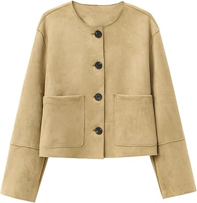 Women's Bomber Jacket with Front Pockets & Button Front | Cropped