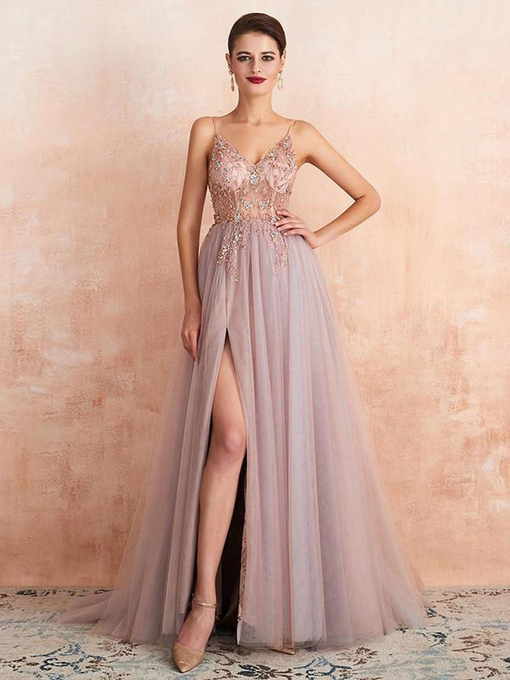 Women's Bridesmaid Dress Embellished Bodice Slit | Maxi
