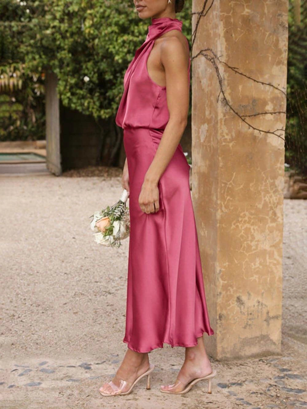 Women’s Bridesmaid Dress Halter Neck | Midi