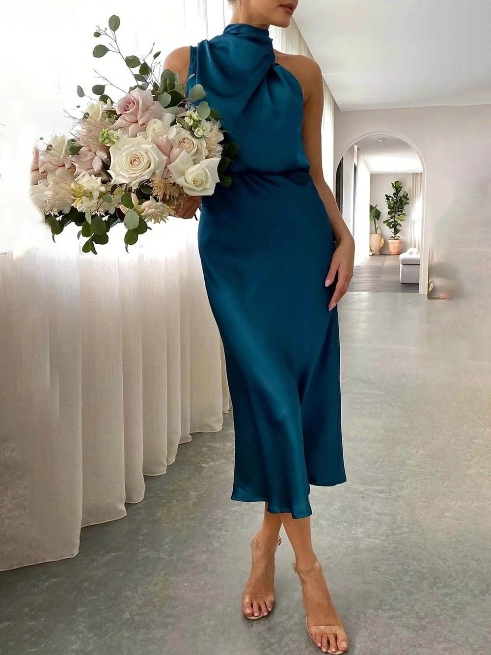Women’s Bridesmaid Dress Halter Neck | Midi