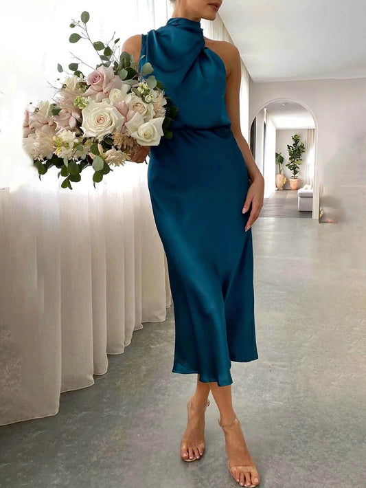 Women’s Bridesmaid Dress Halter Neck | Midi