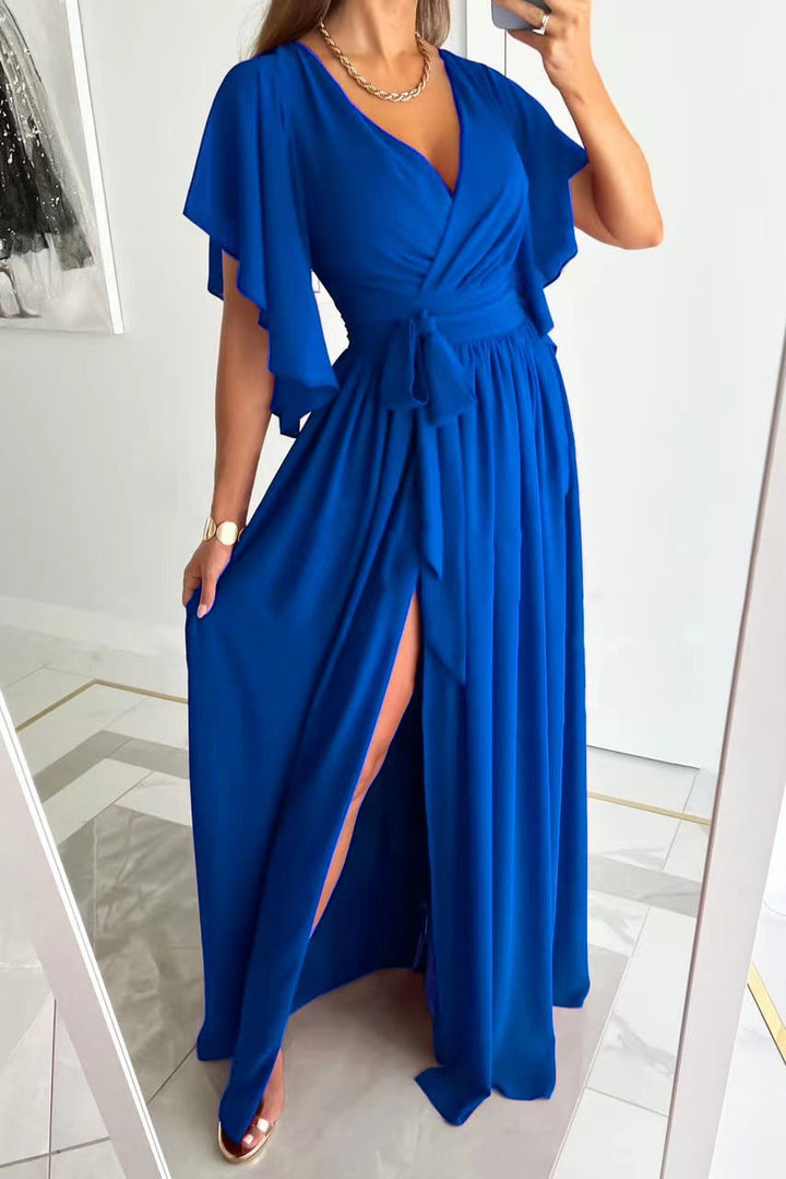 Women's Bridesmaid Dress Wrap Flutter Sleeve Maxi | Formal
