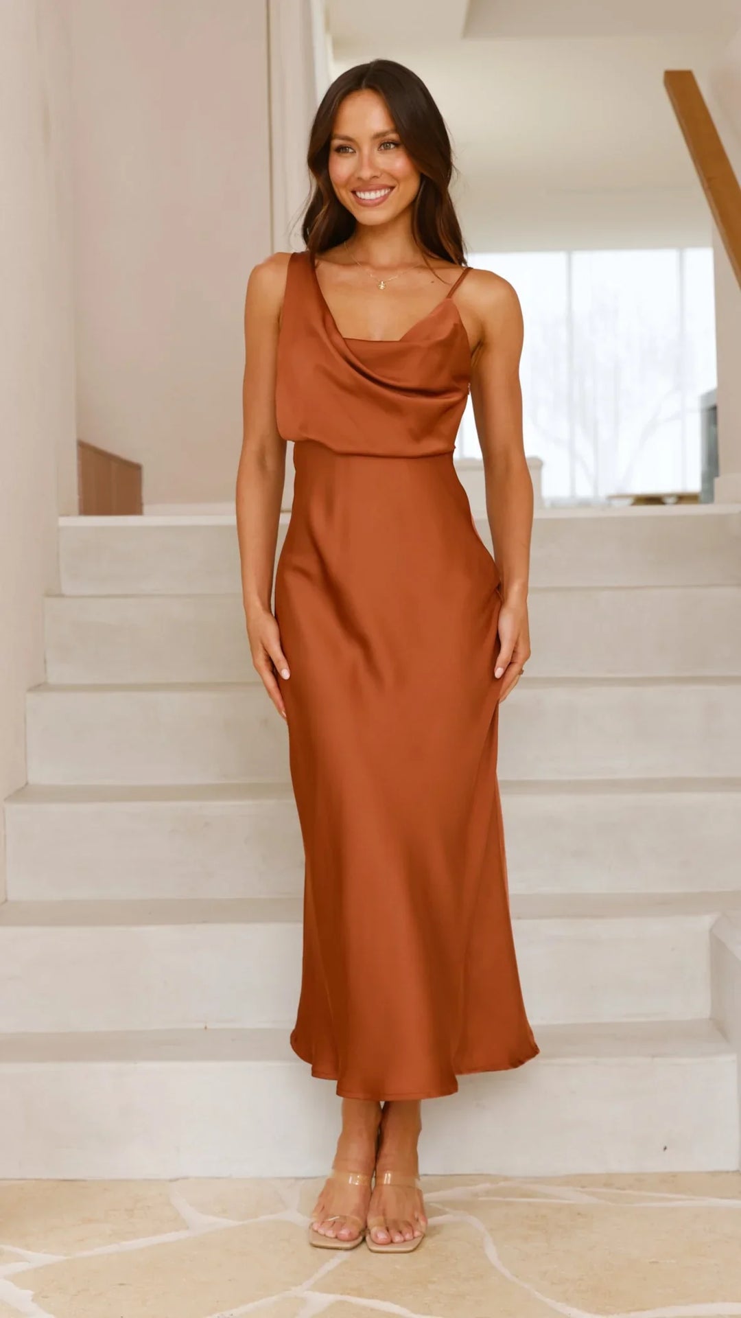 Women's Bridesmaid Dresses Draped Neckline | Midi