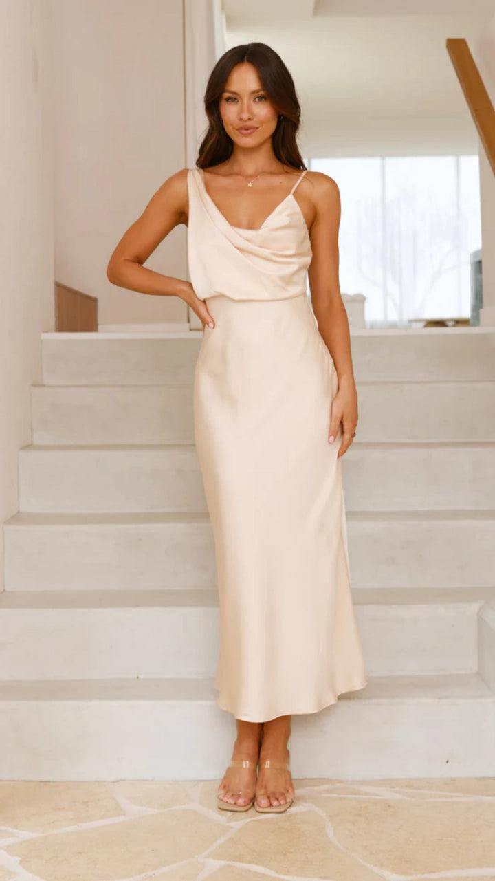 Women's Bridesmaid Dresses Draped Neckline | Midi