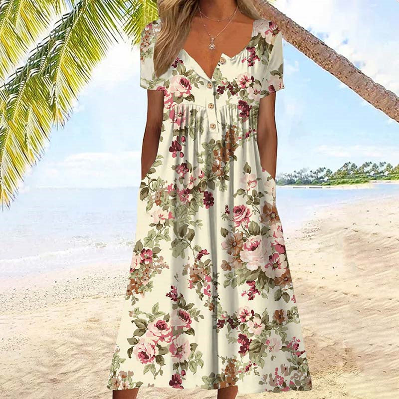 Women's Button-Front Summer Dress | Floral Casual