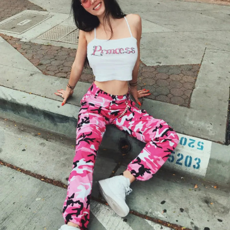 Women's Camo Cargo Pants Baggy | Ankle Cuff