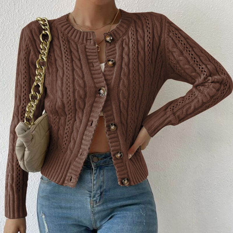 Women's Cardigan Cable Knit Button Front | Fitted