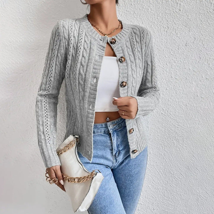 Women's Cardigan Cable Knit Button Front | Fitted