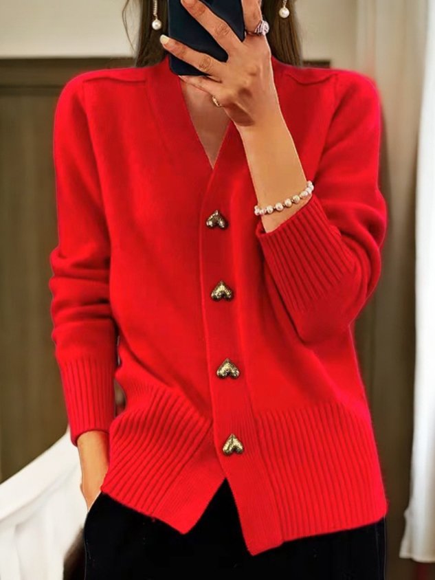 Women’s Cardigan Heart Button Knit | Oversized