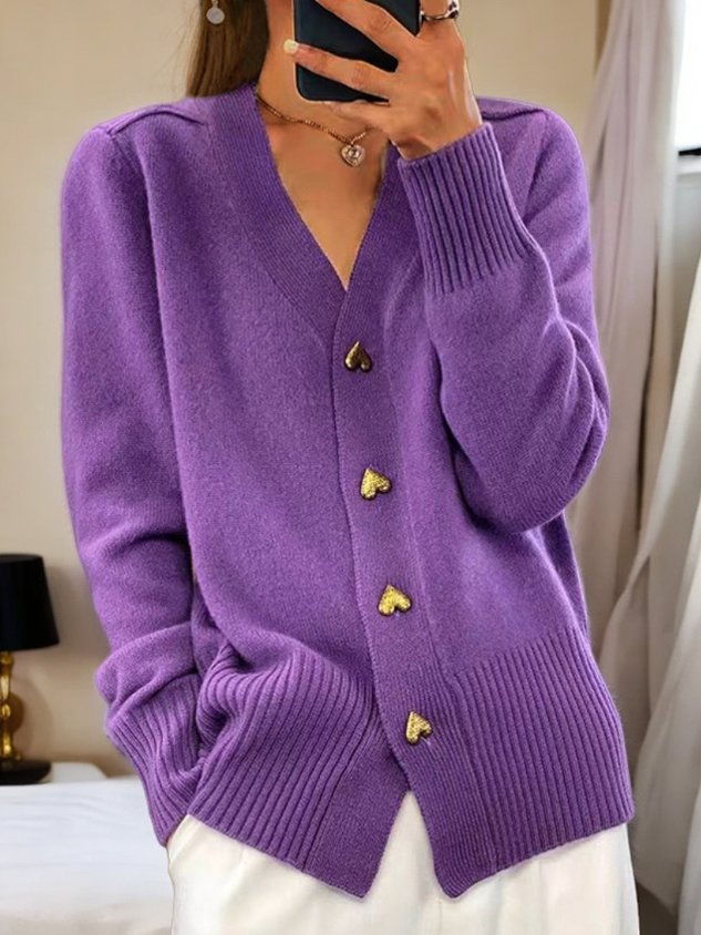 Women’s Cardigan Heart Button Knit | Oversized