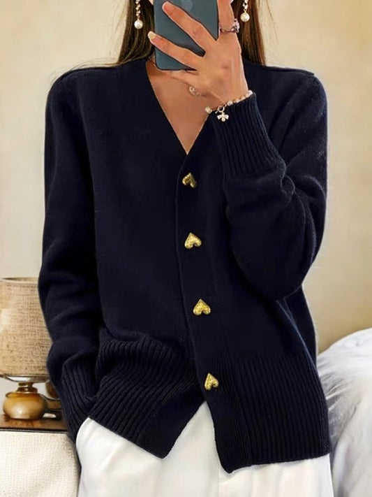 Women’s Cardigan Heart Button Knit | Oversized