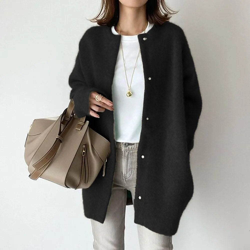 Women's Cardigan Knit Longline Oversized Button Up | Casual