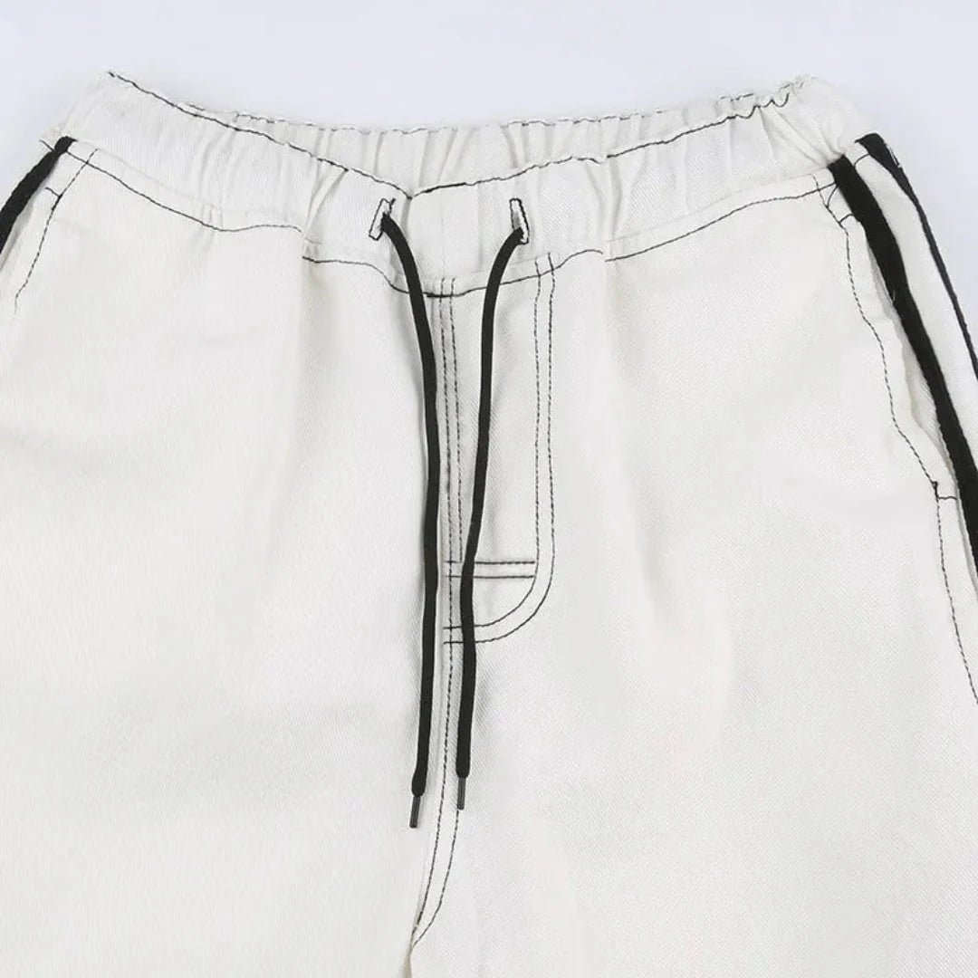 Women's Cargo Pants with Side Stripe & Pockets | Baggy Wide Leg