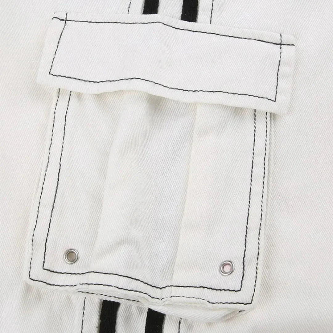 Women's Cargo Pants with Side Stripe & Pockets | Baggy Wide Leg