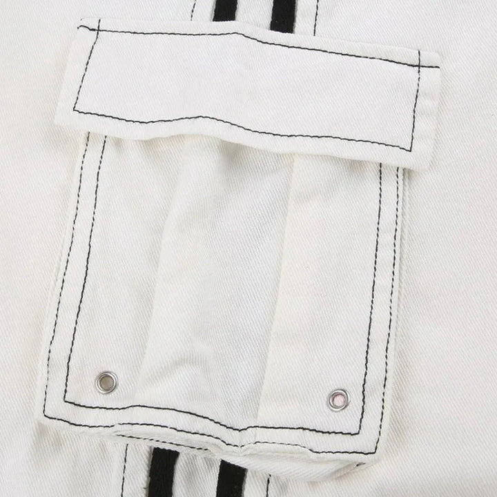 Women's Cargo Pants with Side Stripe & Pockets | Baggy Wide Leg