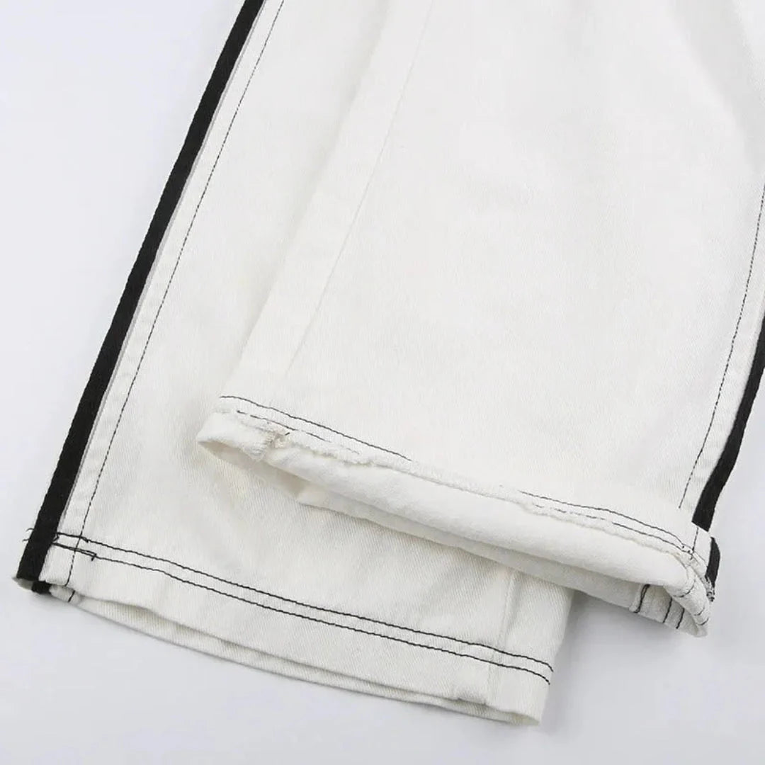 Women's Cargo Pants with Side Stripe & Pockets | Baggy Wide Leg