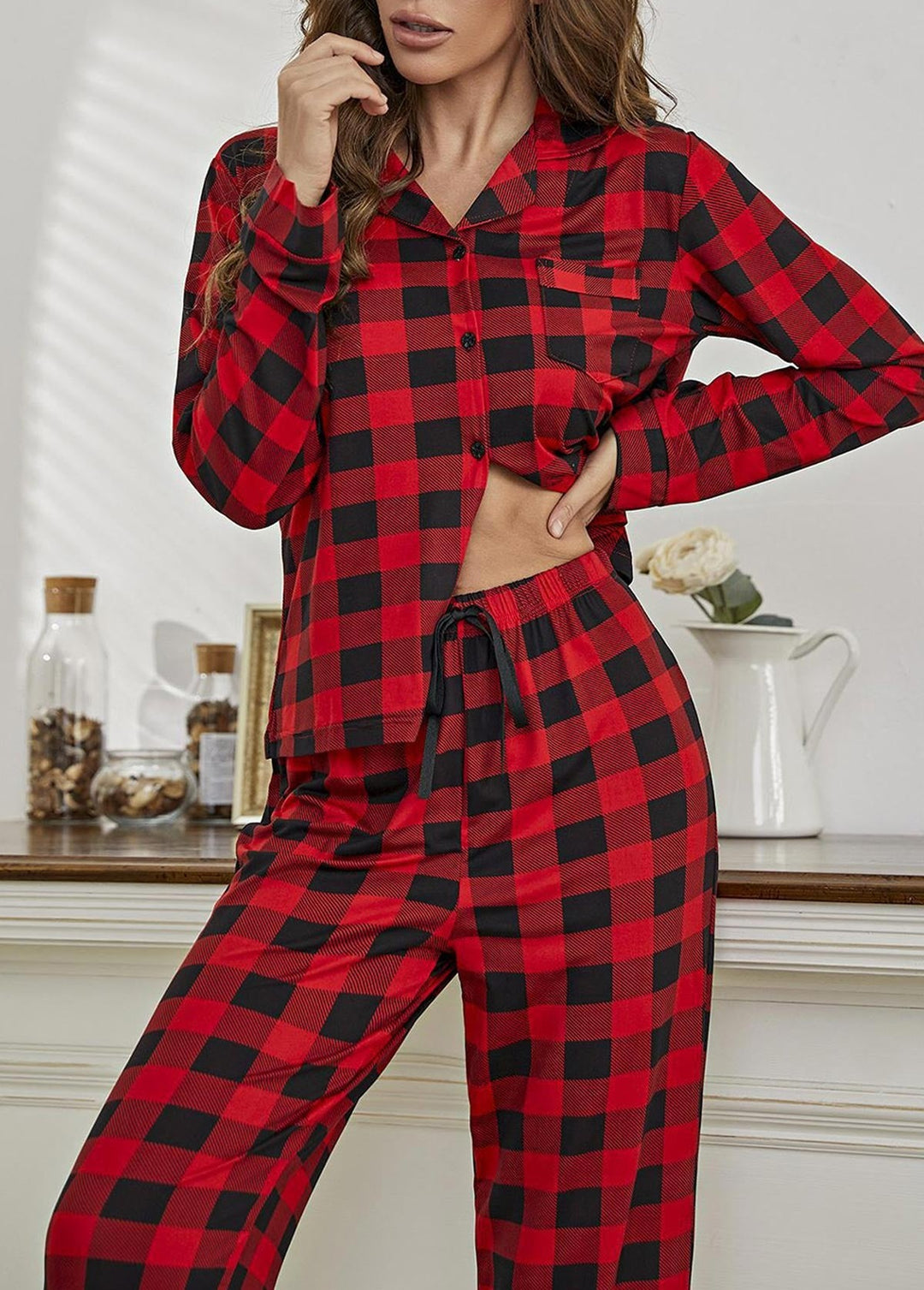 Women’s Check Pyjamas Set Two Piece | Lounge