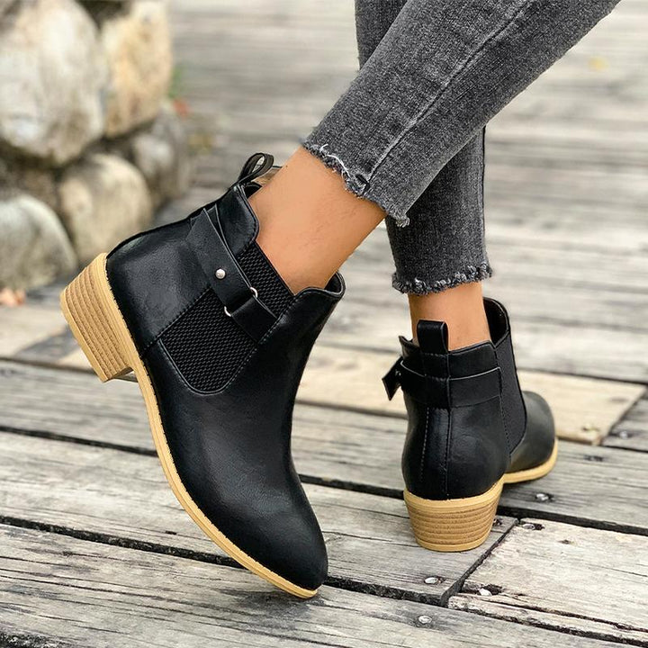Women's Chelsea Ankle Boots with Buckle Strap | Block Heel