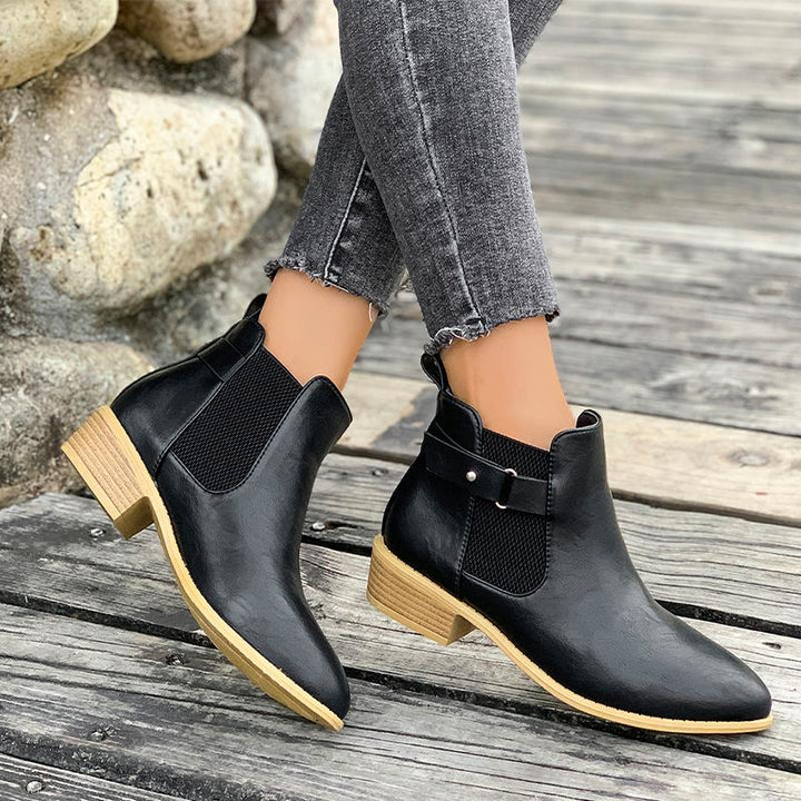 Women's Chelsea Ankle Boots with Buckle Strap | Block Heel