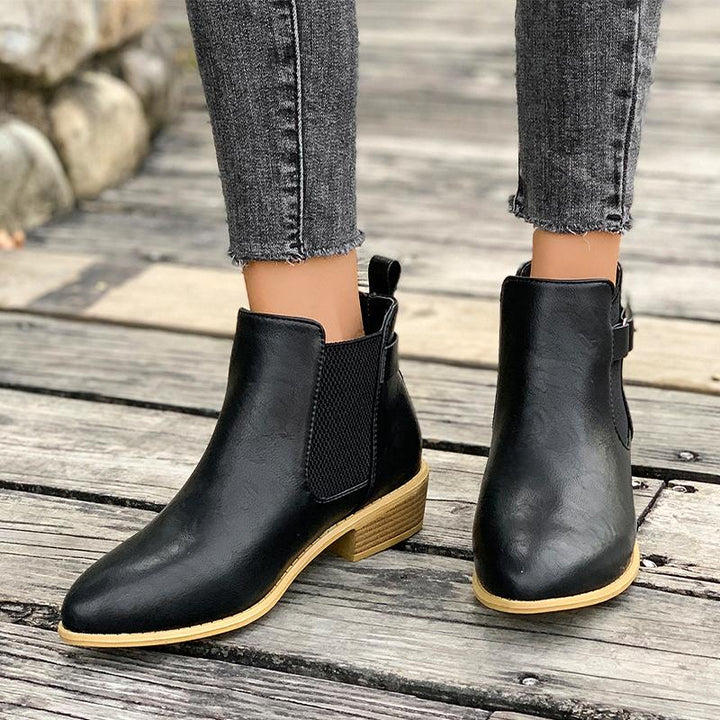 Women's Chelsea Ankle Boots with Buckle Strap | Block Heel