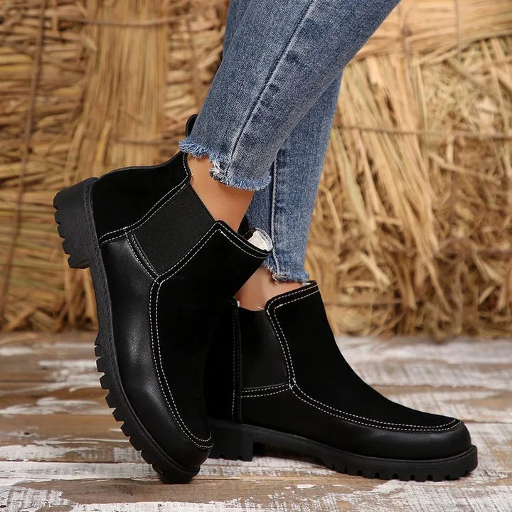 Women's Chelsea Ankle Boots with Stitch Detail & Lug Sole | Work