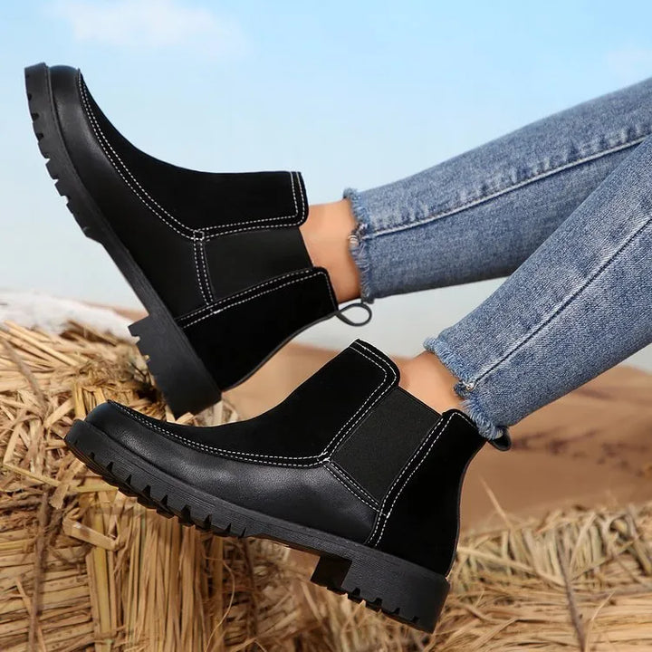 Women's Chelsea Ankle Boots with Stitch Detail & Lug Sole | Work