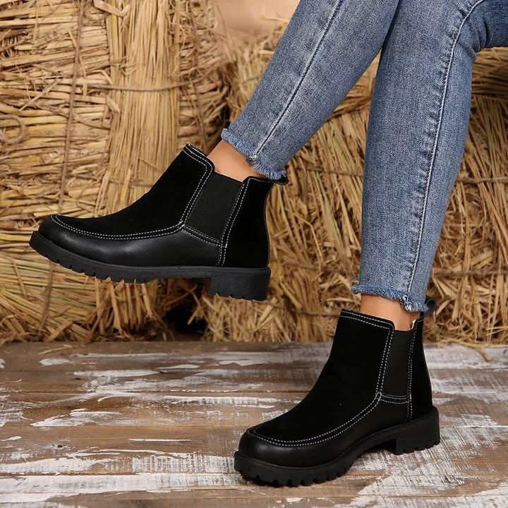 Women's Chelsea Ankle Boots with Stitch Detail & Lug Sole | Work