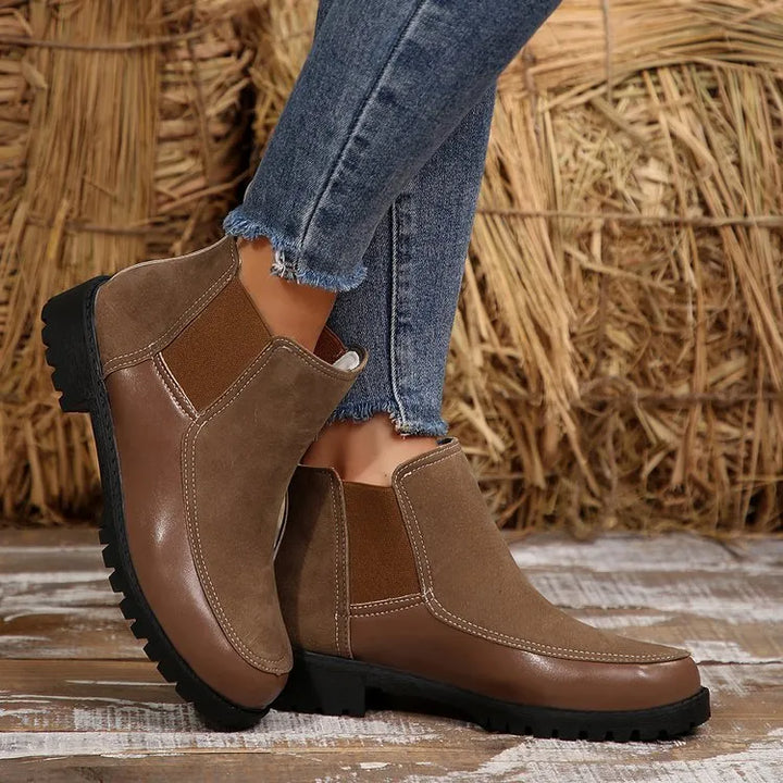 Women's Chelsea Ankle Boots with Stitch Detail & Lug Sole | Work