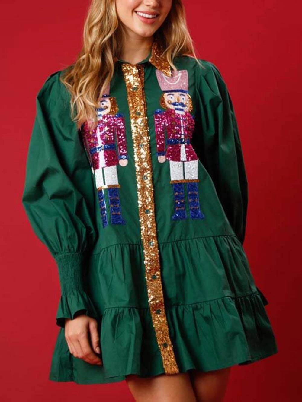 Women’s Christmas Dress Sequin Shirt Style | Party