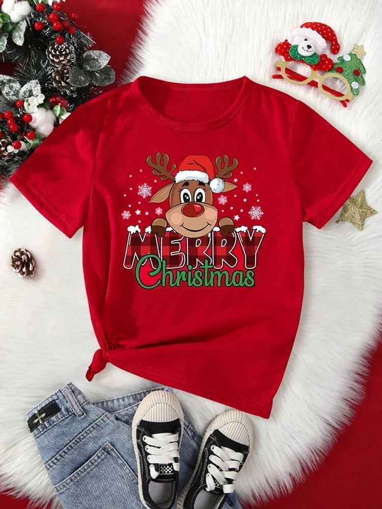 Women’s Christmas Shirt with Reindeer Print | Festive