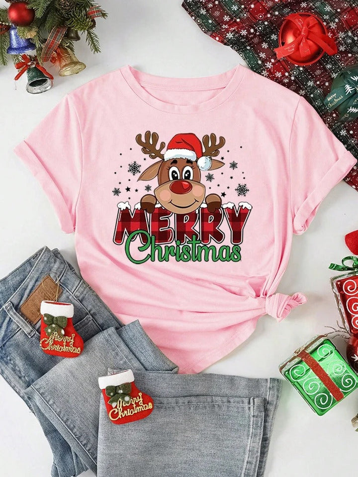 Women’s Christmas Shirt with Reindeer Print | Festive