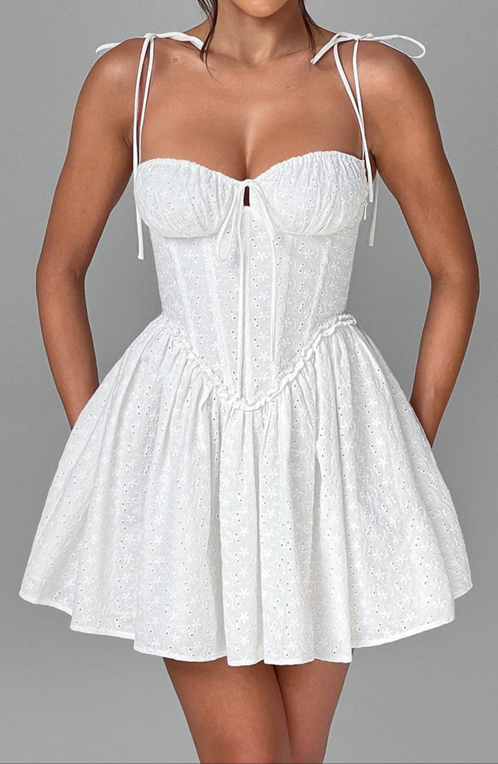 Women's Corset Dress Mini A-Line Tie Strap Eyelet | Floral