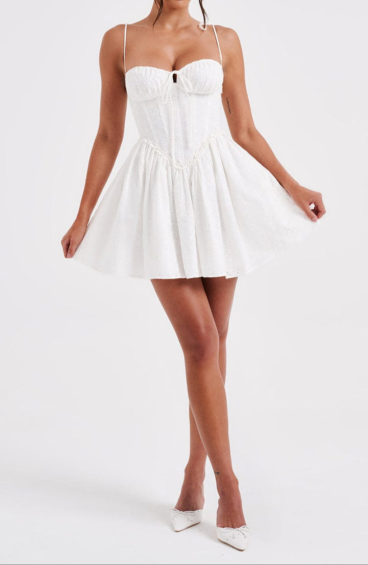 Women's Corset Dress Mini A-Line Tie Strap Eyelet | Floral