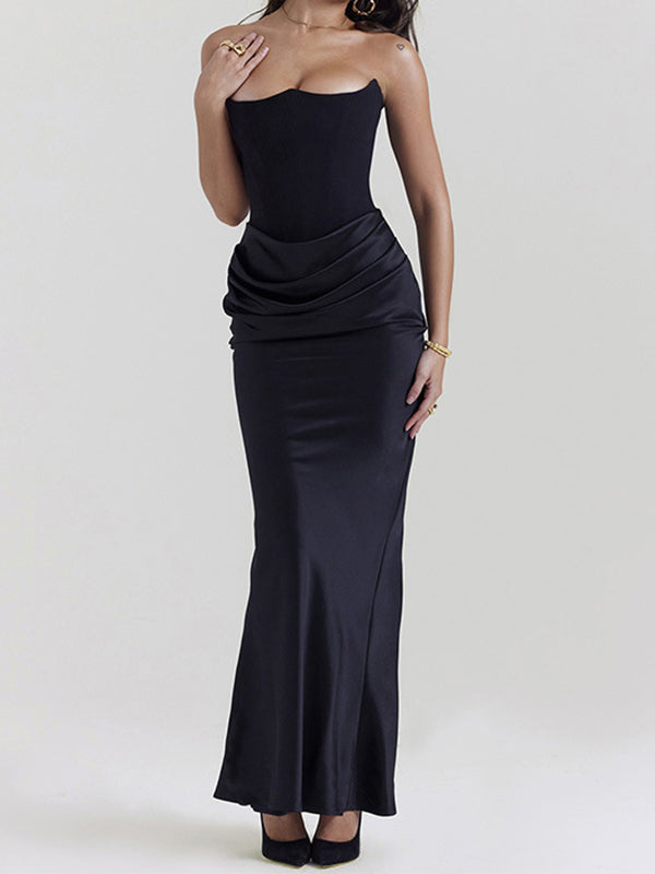 Women's Corset Dress Strapless Ruched Maxi | Evening
