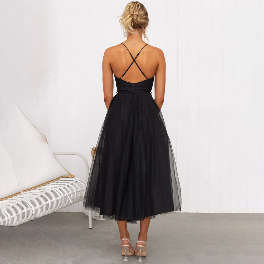 Women's Corset Dress Tulle Midi Spaghetti Strap | Formal