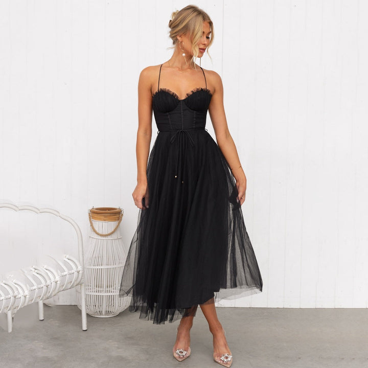 Women's Corset Dress Tulle Midi Spaghetti Strap | Formal