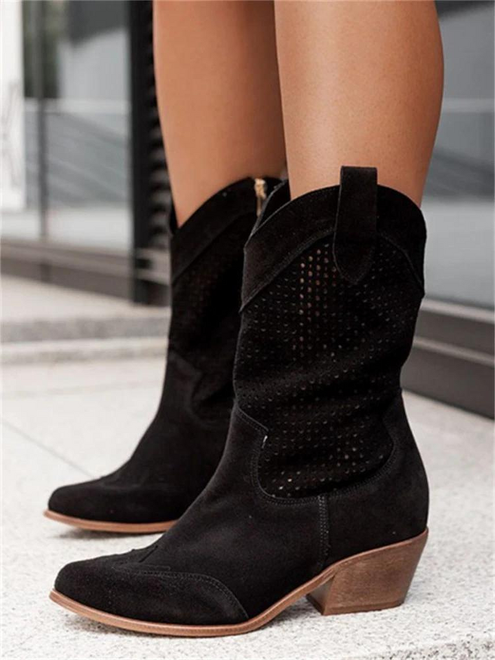 Women's Cowgirl Boots Ankle Zip | Block Heel