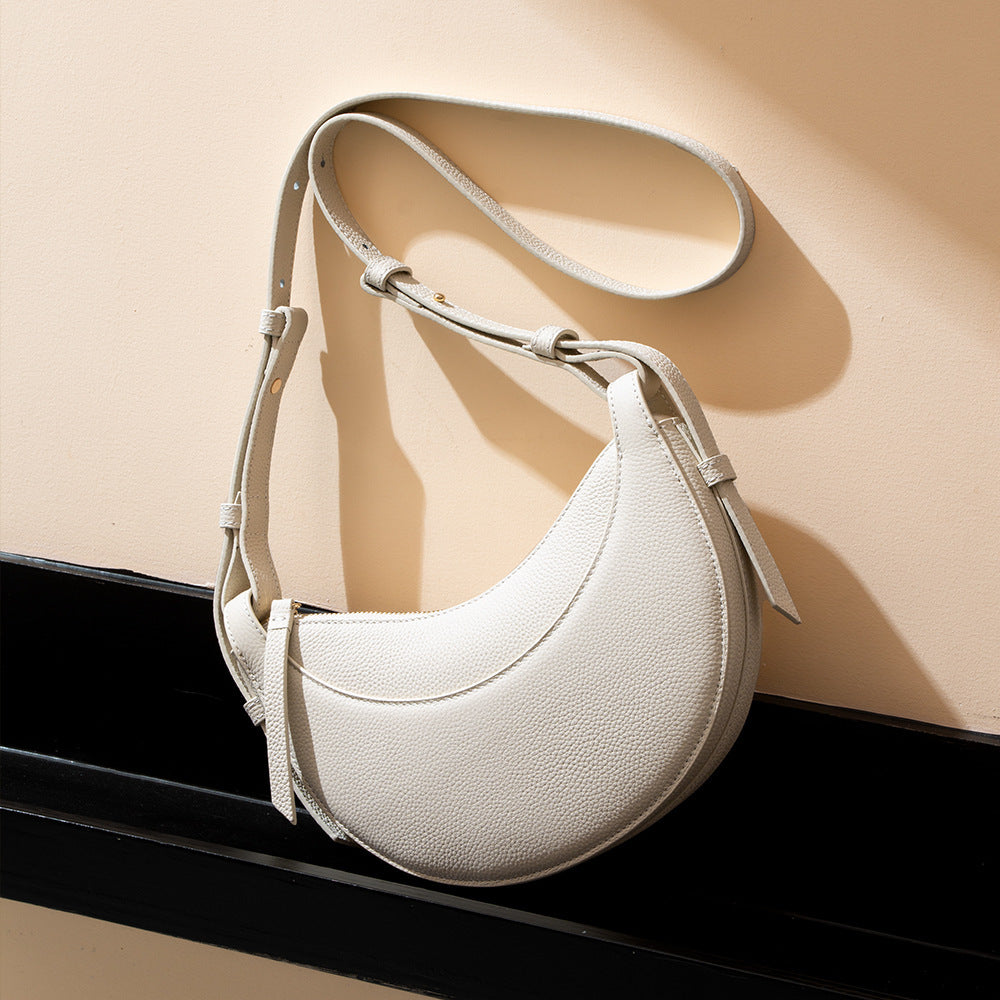 Women's Crescent Crossbody Bag with Zip Top & Adjustable Strap | Small