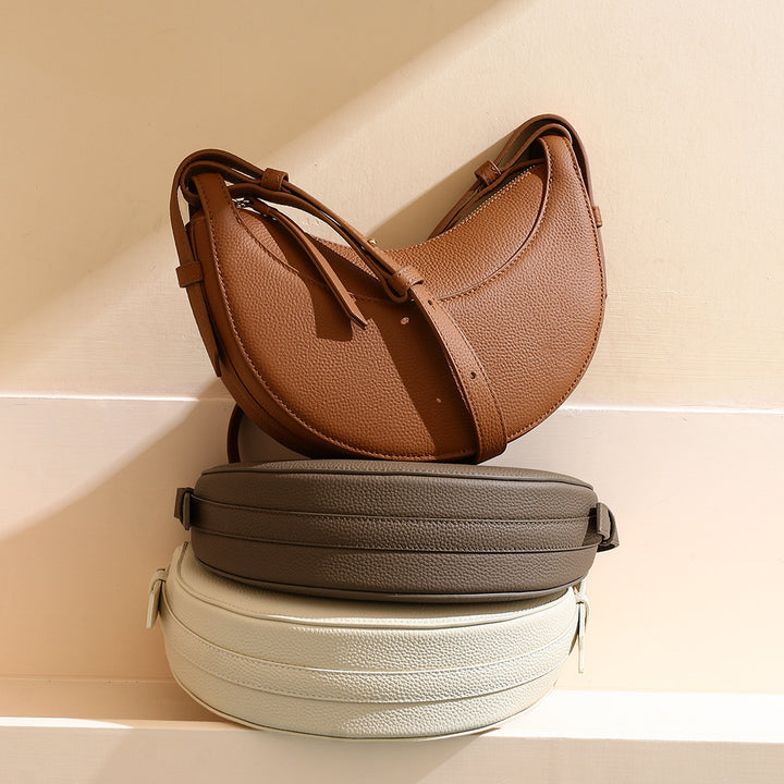 Women's Crescent Crossbody Bag with Zip Top & Adjustable Strap | Small